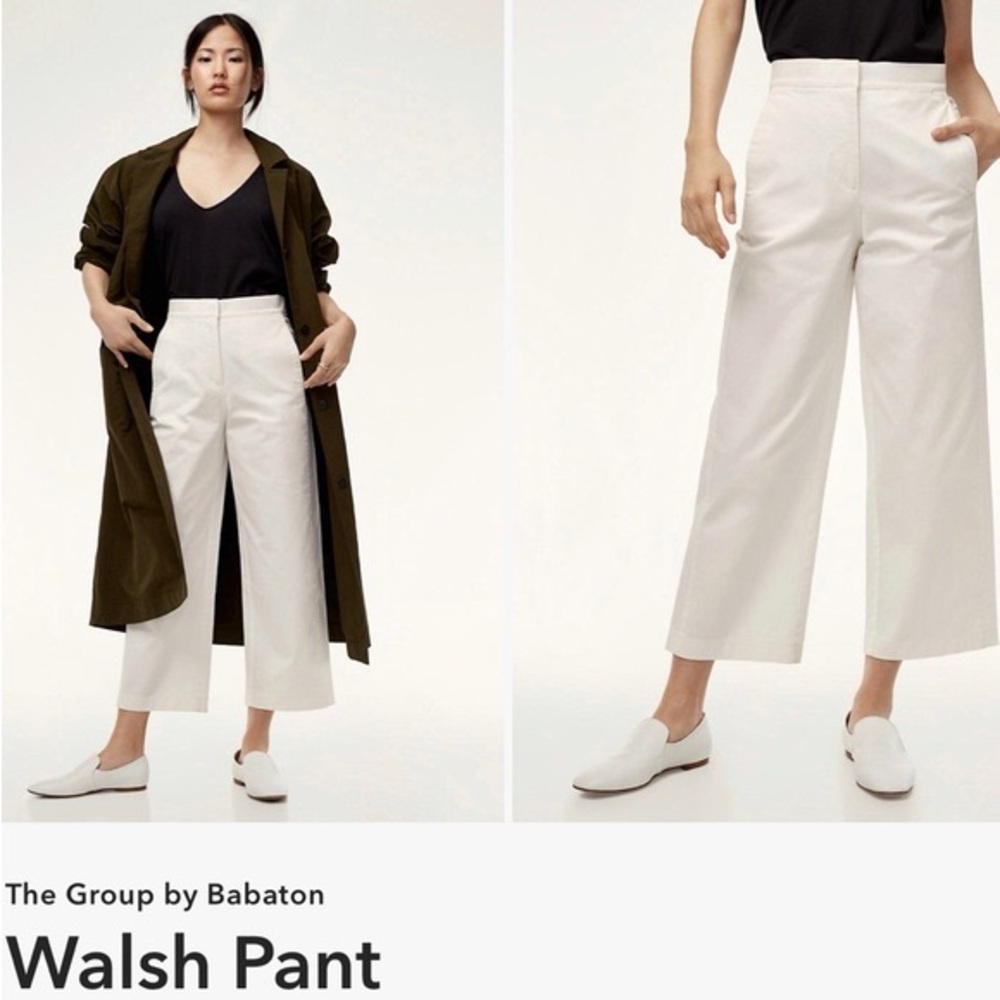 Aritzia Babaton The Group Walsh White Cropped Ankle Straight Leg Pants Size 4 - Picture 13 of 13